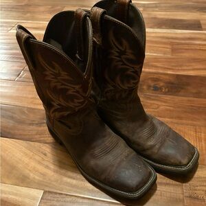 👢 Justin Boots Men’s 11.5D‎ Brown Leather Square Toe Western Boots | Waterproof